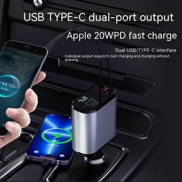 Metal Car Charger Cigarette Lighter USB & TYPE-C Adapter - Image 10